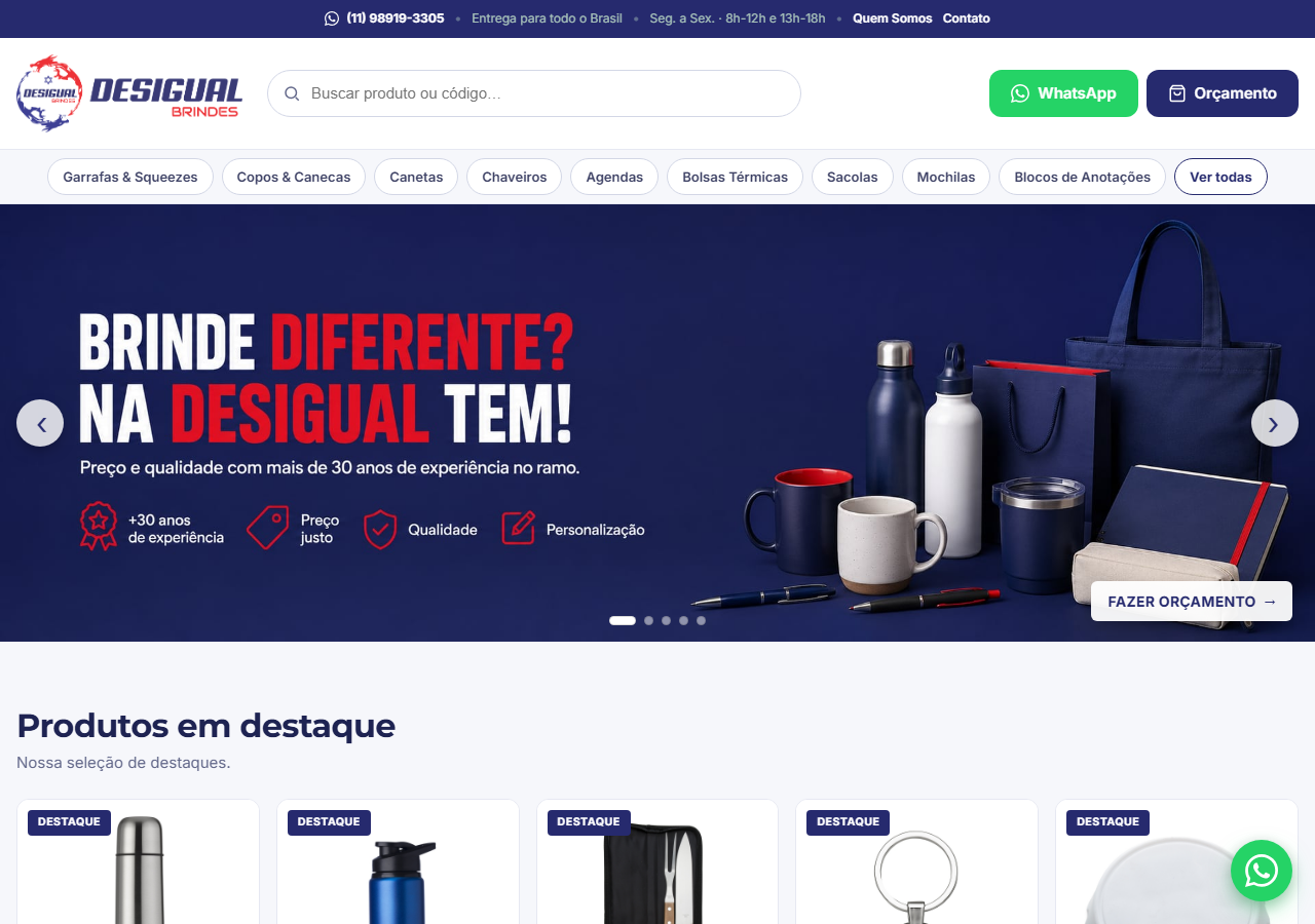 Site do Desigual Brindes