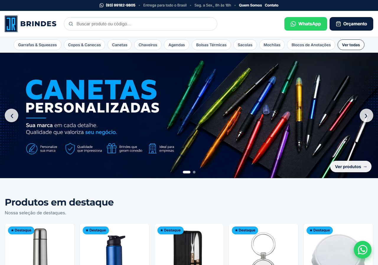 Site do JR Brindes